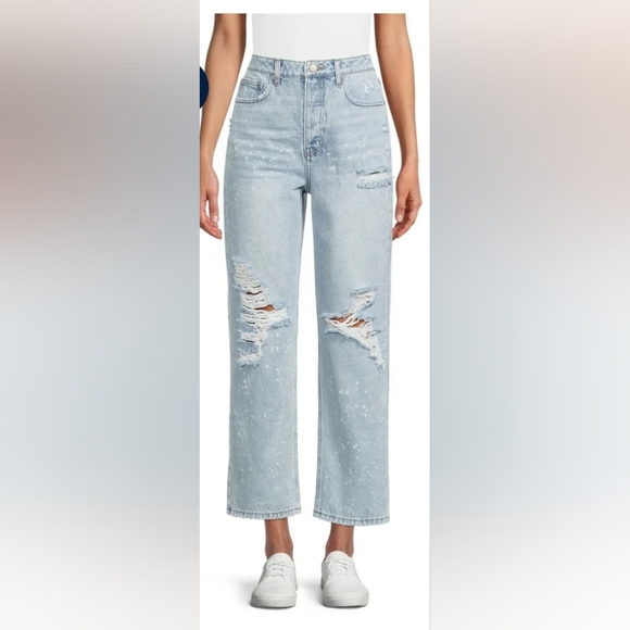 No Boundaries Denim - No Boundaries Super High-Rise Straight Leg Light Blue Jeans Sz: 17